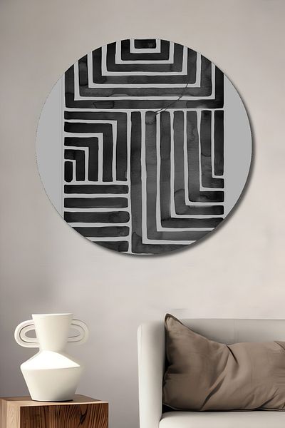 Teona Ahşap Modern Geometric Lemn MDF Rotund Decorativ Acasă, Locul de Muncă Pictură Perete