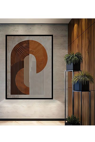Teona Ahşap Modern Geometric Lemn MDF Dreptunghi Decorativ Acasă, Locul de Muncă Pictură Perete