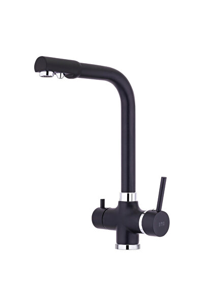 BMS Arıtmalı Üç Girişli Tek Gövde Mutfak Eviye Bataryası 5 Yıl Garantili Musluk Mix Kol 379s Siyah