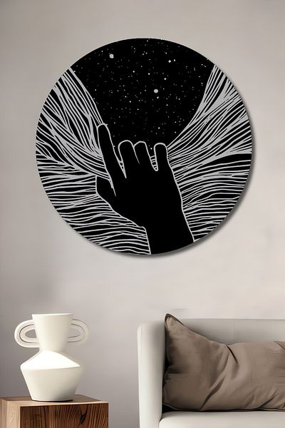 Teona Ahşap Recliner în stele Decorativ din lemn MDF rotund pentru casă, loc de muncă pictură murală