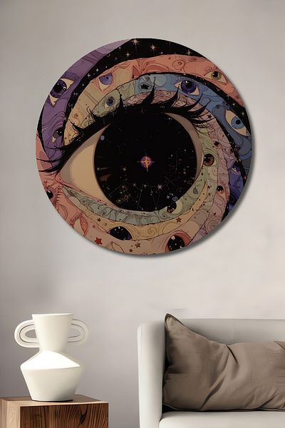 Teona Ahşap Mysterious Universe Eye Wood MDF Rotund Decorativ Acasă, Locul de Muncă Pictură Perete