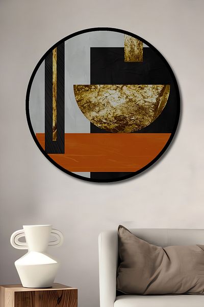 Teona Ahşap Modern Geometric Lemn MDF Rotund Decorativ Acasă, Locul de Muncă Pictură Perete