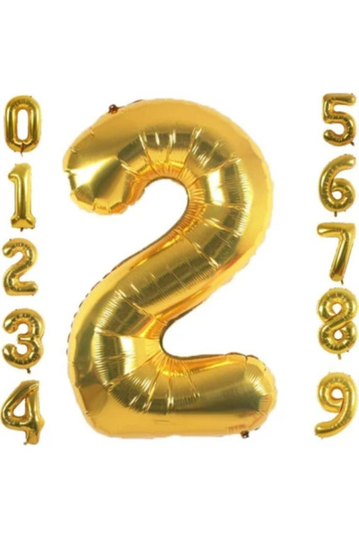BALON DİYARI Tüm Rakamlarda Gold (Altın) Folyo Balon 34 İnç (76-82 cm)