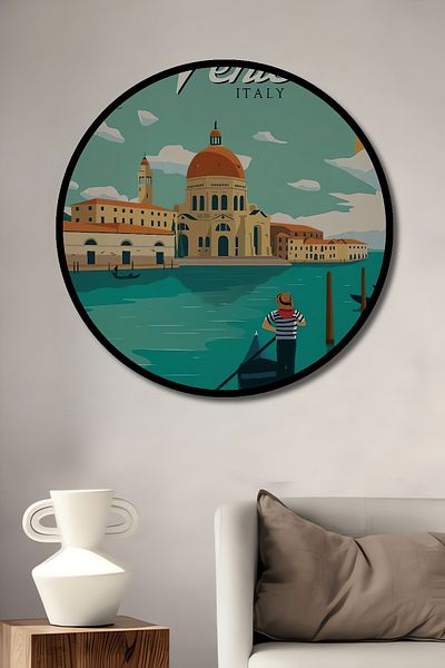 Teona Ahşap Peisaj din lemn MDF rotund decorativ pentru casă, pictură murală la locul de muncă