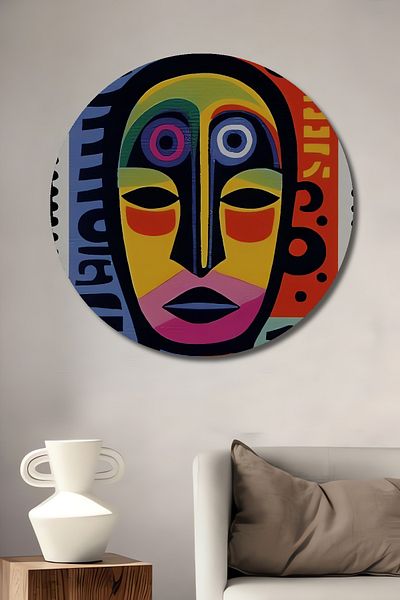 Teona Ahşap Față modernă colorată decorativă din lemn MDF rotund pentru pictură de perete acasă, la locul de muncă