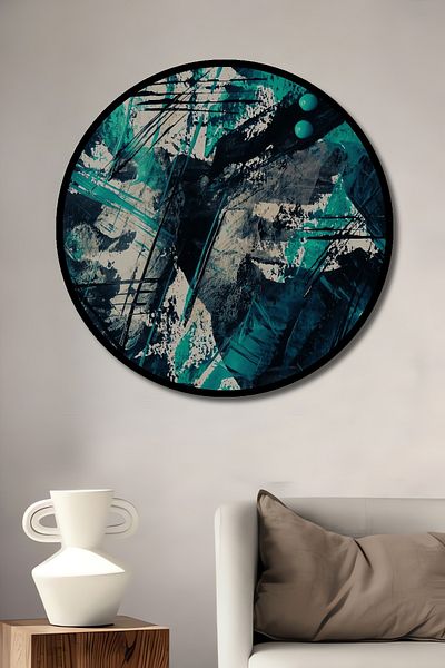 Teona Ahşap Artă abstractă modernă decorativă din lemn MDF rotund pentru pictură murală acasă, la locul de muncă