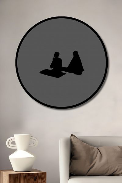 Teona Ahşap Praying People Decorativ Lemn MDF Rotund Acasă, Locul de Muncă Pictură Perete