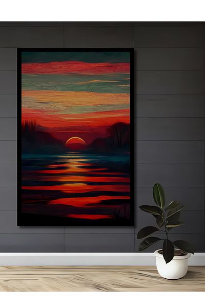 Teona Ahşap Red Sunset Decorativ Lemn MDF Dreptunghi Acasă, Locul de Muncă Pictură Perete