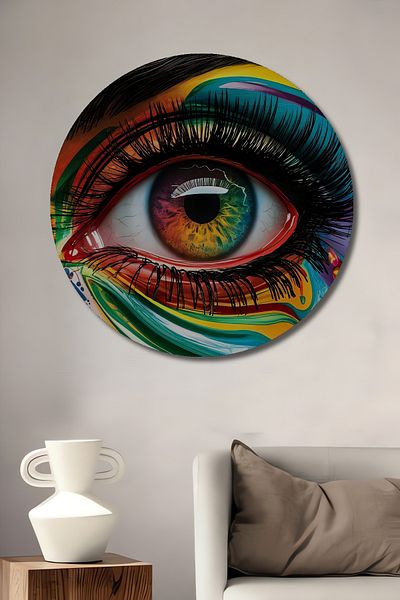 Teona Ahşap Decorativ pentru ochi abstract colorat din lemn MDF rotund pentru casa, locul de munca pictura pe perete
