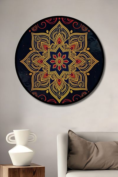 Teona Ahşap MDF din lemn decorativ cu model Mandala, pictură rotundă pentru locuință, loc de muncă