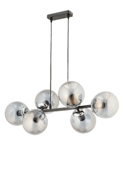 ESSLİGHT Miran 6 Lı Sıralı Avize Füme Glob Camlı Salon Mutfak Yatak Odası