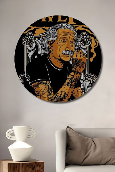 Teona Ahşap Einstein Tatuat Decorativ Lemn MDF Rotund Casa, Locul de Muncă Pictură Perete