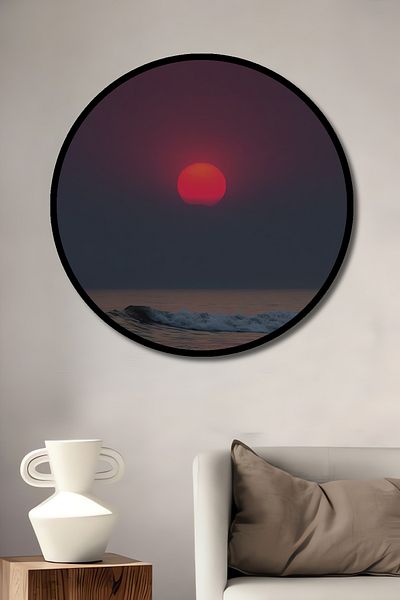 Teona Ahşap Red Sunset Lemn MDF Rotund Decorativ Acasă, Locul de Muncă Pictură Perete