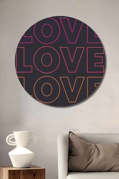Teona Ahşap Cu tematică de dragoste, din lemn colorat MDF, rotund, decorativ, pictură murală pentru locul de muncă