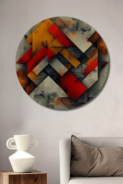 Teona Ahşap Colorat Geometric Lemn MDF Rotund Decorativ Acasă, Locul de Muncă Pictură Perete