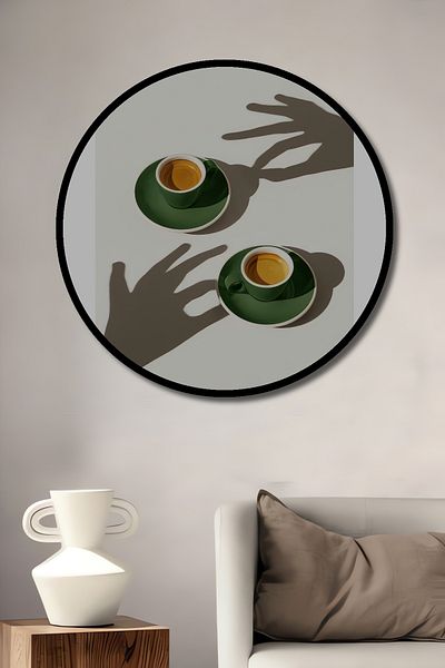 Teona Ahşap Coffee Enjoyment Decorativ Lemn MDF Rotund Acasă, Locul de Muncă Pictură Perete