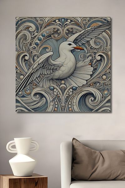 Teona Ahşap Pictură de perete dreptunghiulară din lemn MDF decorativă Seagull Elegance pentru casă, loc de muncă