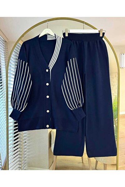 MODA VEDAT Kadın Kol Yaka Detaylı Triko Takım