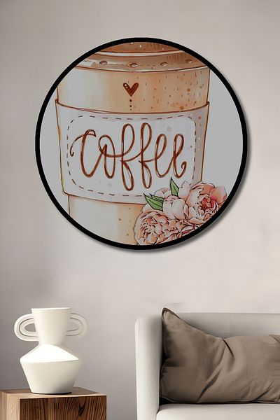 Teona Ahşap Coffee Love Decorativ Lemn MDF Rotund Acasă, Locul de Muncă Pictură Perete