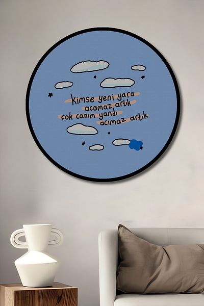 Teona Ahşap Nu se rănește cu mine, din lemn MDF, rotund, decorativ, pictură murală pentru loc de muncă