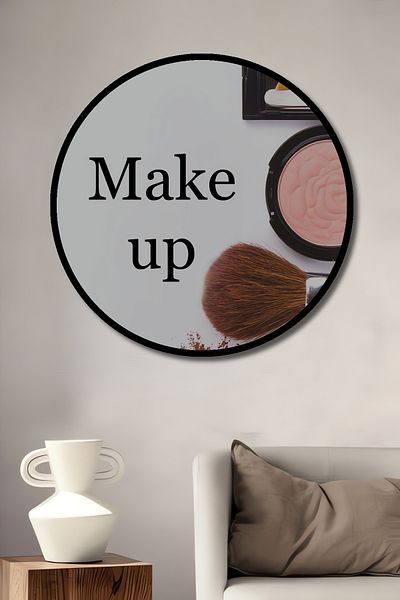 Teona Ahşap MDF decorativ din lemn cu tematică de machiaj, pictură murală rotundă pentru locul de muncă