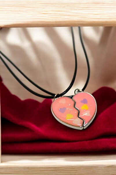 MakeWell Mıknatıslı Gökkuşaklı Kalp Hello Kity Kuromi Unicorn Tasarımlı Mıknatıslı Çocuk Arkadaş Kolyesi