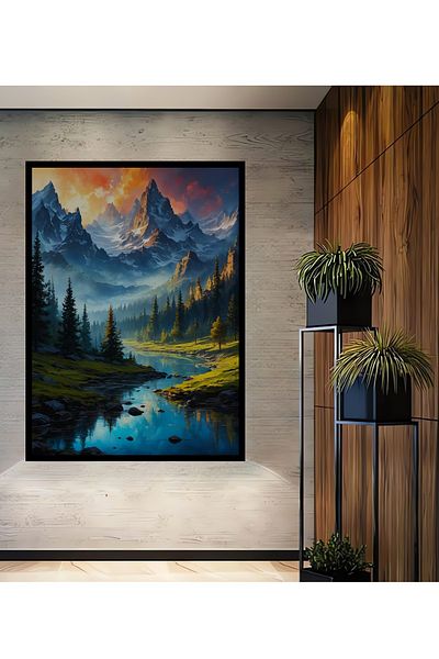 Teona Ahşap Peisaj de munte Lemn MDF Dreptunghi Decorativ Casa, Locul de Muncă Pictură Perete