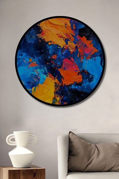 Teona Ahşap Energetic Abstract Colors Decorativ Lemn MDF Rotund Acasă, Locul de Muncă Pictură Perete