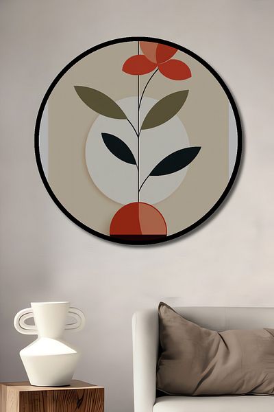 Teona Ahşap Ilustrație modernă de flori decorative din lemn MDF rotund pentru pictură de perete acasă, la locul de muncă