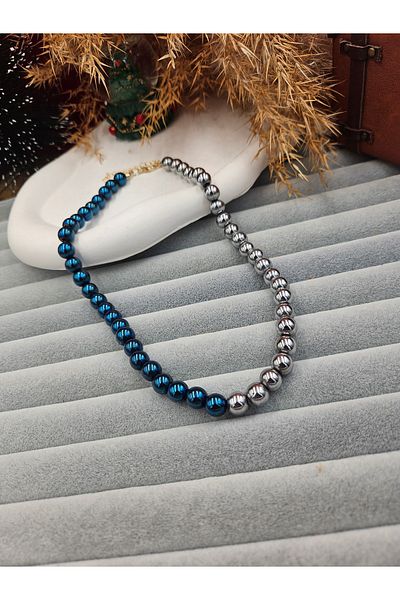AURA Natural Stone Necklace - Hematite Stone Detailed