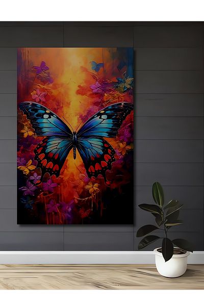 Teona Ahşap Decorativ din lemn MDF dreptunghiular cu fluture colorat pentru pictura de perete acasa, la locul de munca