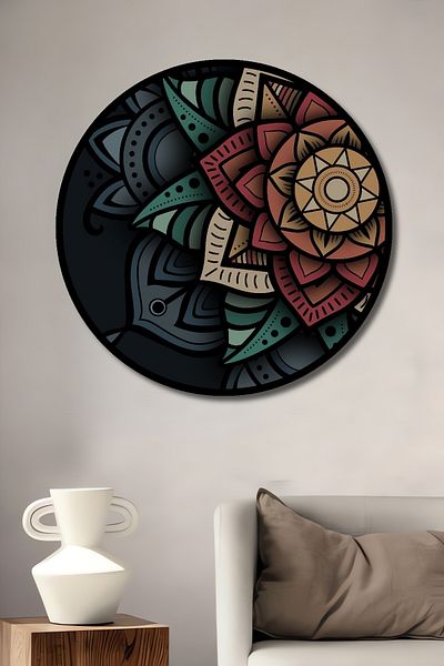 Teona Ahşap Mandala Decorativ Lemn MDF Rotund Casa, Locul de Muncă Pictură Perete