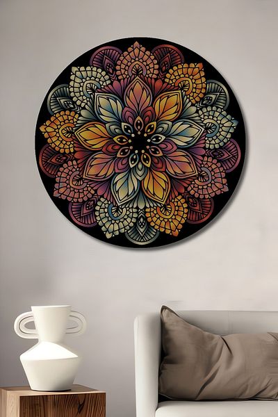Teona Ahşap Artă Mandala Colorată Decorativă Lemn MDF Rotund Acasă, Locul de Muncă Pictură Perete