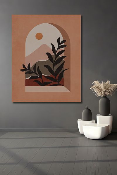 Teona Ahşap Peisaj abstract Soare și verdeață Lemn MDF dreptunghiular decorativ pentru casă, loc de muncă pictură murală