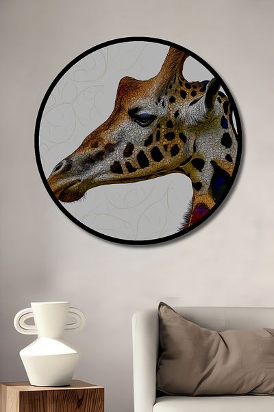 Teona Ahşap Girafă elegantă decorativă din lemn MDF rotund pentru casă, pictură murală la locul de muncă