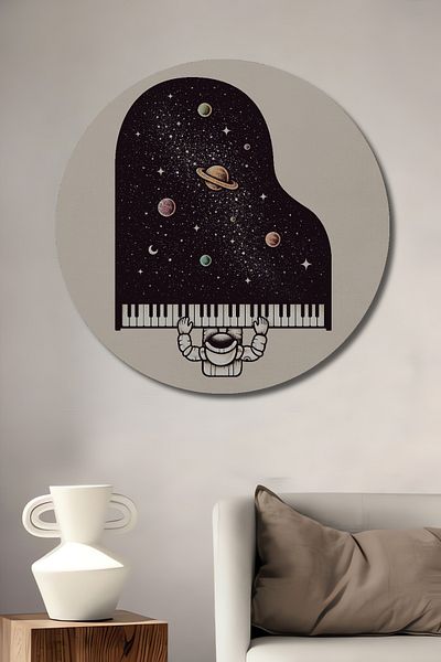Teona Ahşap Astronaut și planete Pian Decorativ Lemn MDF Rotund Acasă, Locul de Muncă Pictură Perete