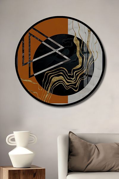 Teona Ahşap Model geometric modern, decorativ din lemn MDF, pictură rotundă pentru casă, loc de muncă