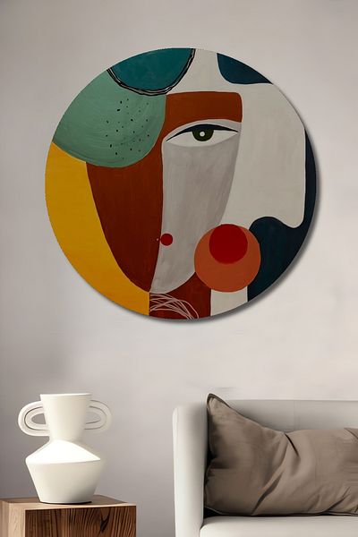 Teona Ahşap Fățe abstracte decorative din lemn MDF rotund pentru pictură murală acasă, la locul de muncă