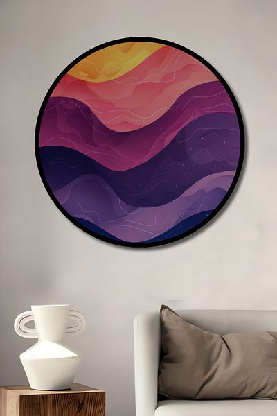 Teona Ahşap Color Wave Abstract Lemn MDF Rotund Decorativ Acasă, Locul de Muncă Pictură de perete