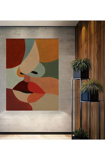Teona Ahşap Față minimalistă colorată, abstractă, din lemn, MDF, dreptunghiulară, decorativă, pictură murală pentru loc de muncă