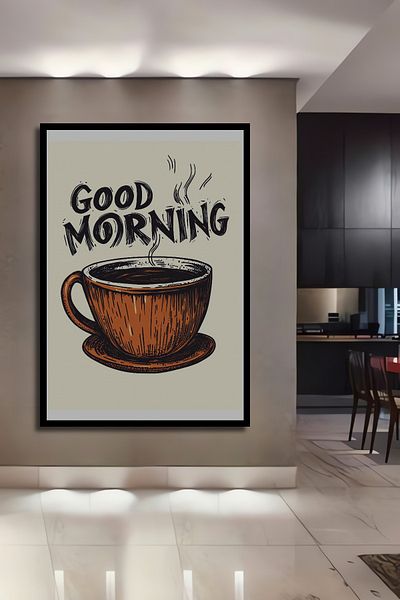 Teona Ahşap Cană de cafea Good Morning Decorativă Lemn MDF Dreptunghi Acasă, Locul de Muncă Pictură de perete
