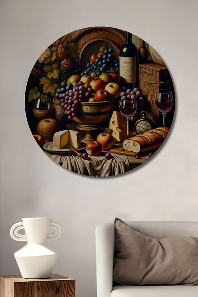 Teona Ahşap Fruit Feast Decorativ Lemn MDF Rotund Acasă, Locul de Muncă Pictură Perete