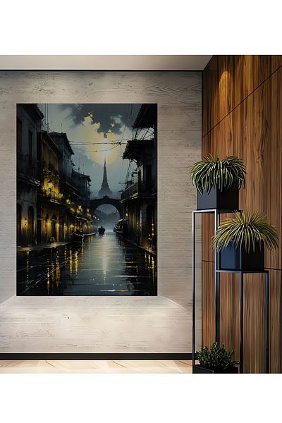 Teona Ahşap Banchet de noapte pe străzile Parisului Decorativ din lemn MDF dreptunghiular pentru pictură murală acasă, la locul de muncă