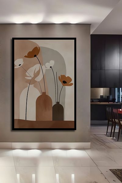 Teona Ahşap Model floral boem decorativ din lemn MDF dreptunghiular pentru pictura de perete acasa, loc de munca