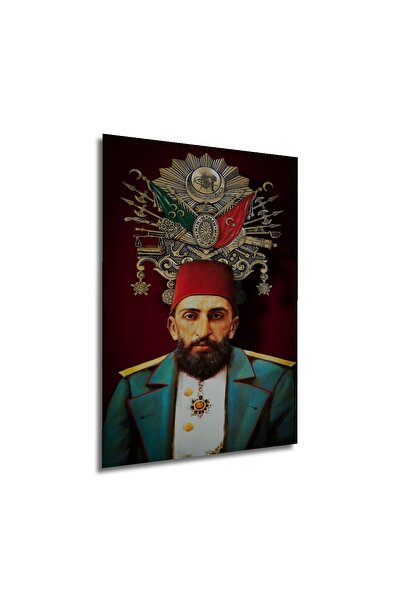 Teona Ahşap Abdülhamid Han Portresi Dekoratif Ahşap MDF Dikdörtgen Ev,İş Yeri Duvar Tablo