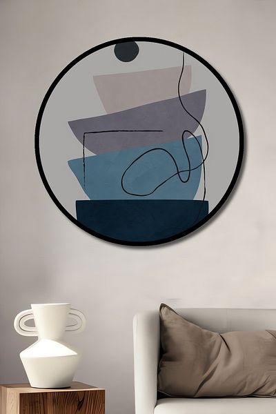 Teona Ahşap Straturi geometrice moderne, lemn decorativ MDF, pictură rotundă pentru casă, loc de muncă