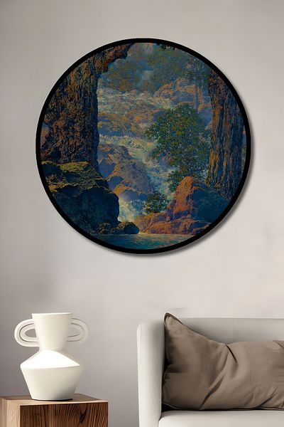 Teona Ahşap Cascada naturală din lemn MDF rotund decorativ pentru casă, pictură murală la locul de muncă