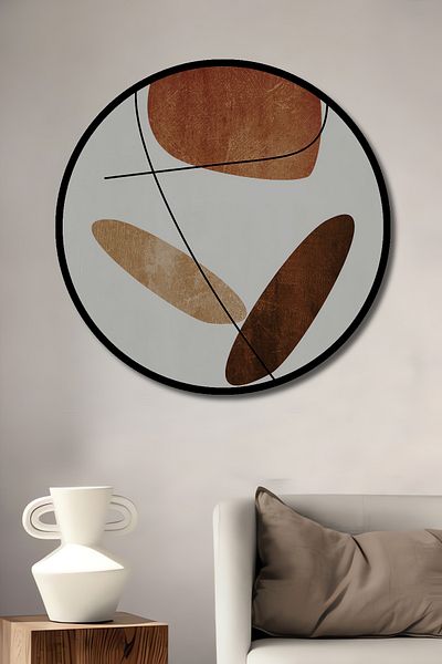 Teona Ahşap Artă abstractă geometrică minimalistă decorativă din lemn MDF rotund pentru pictură de perete acasă, la locul de muncă