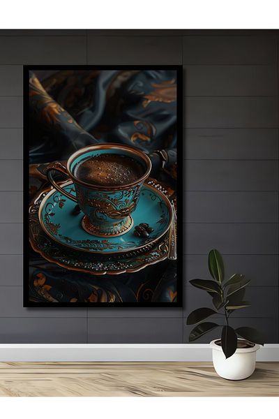 Teona Ahşap Cafea turcească cu model decorativ din lemn MDF dreptunghiular pentru pictură de perete acasă, la locul de muncă
