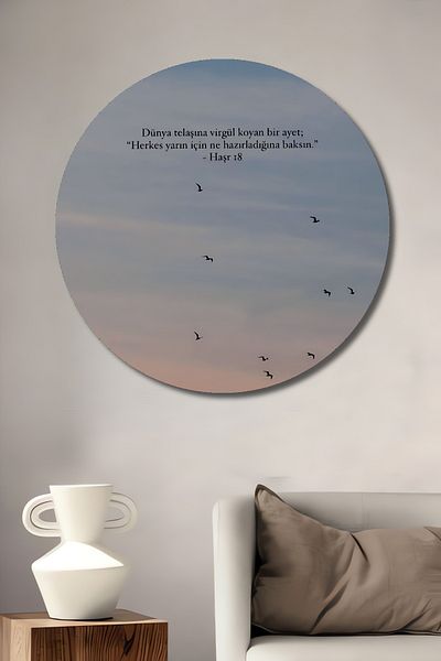 Teona Ahşap Sunset Birds Lemn MDF Rotund Decorativ Acasă, Locul de Muncă Pictură Perete